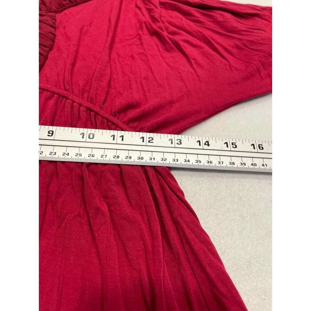 Kut from the Kloth Size S Ruffle Scoop Neck Mini Dress Dolman Batwing Sleeve Red - Picture 6 of 9